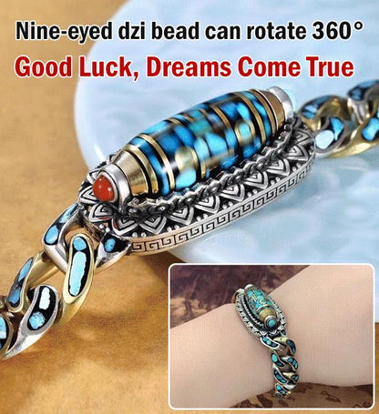 🔥Hot Sale🔥Turquoise Six-character Mantra Nine-eyed Dzi Bead Bracelet