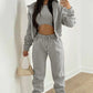 2025 Women's sporty casual hooded sweatshirt + slim-fit vest + trousers, set of 3.