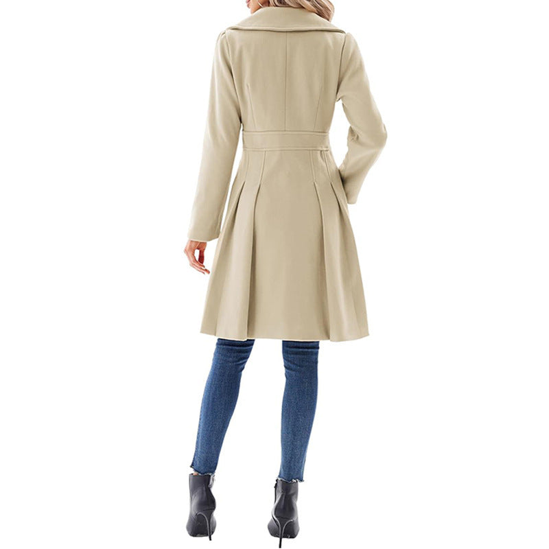 Women's A-line Slim Long Tweed Coat