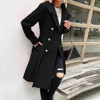 Women's A-line Slim Long Tweed Coat