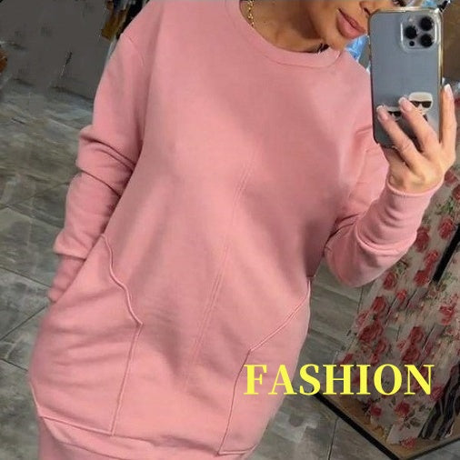 💃Seasonal Specials💃Women's Round Neck Long Sleeve Sweater Dress