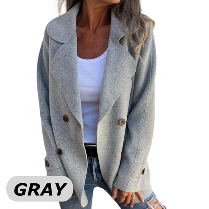 🍂End-of-Fall Specials🍂Women's Faux Tweed Casual Lapel Long Sleeve Coat