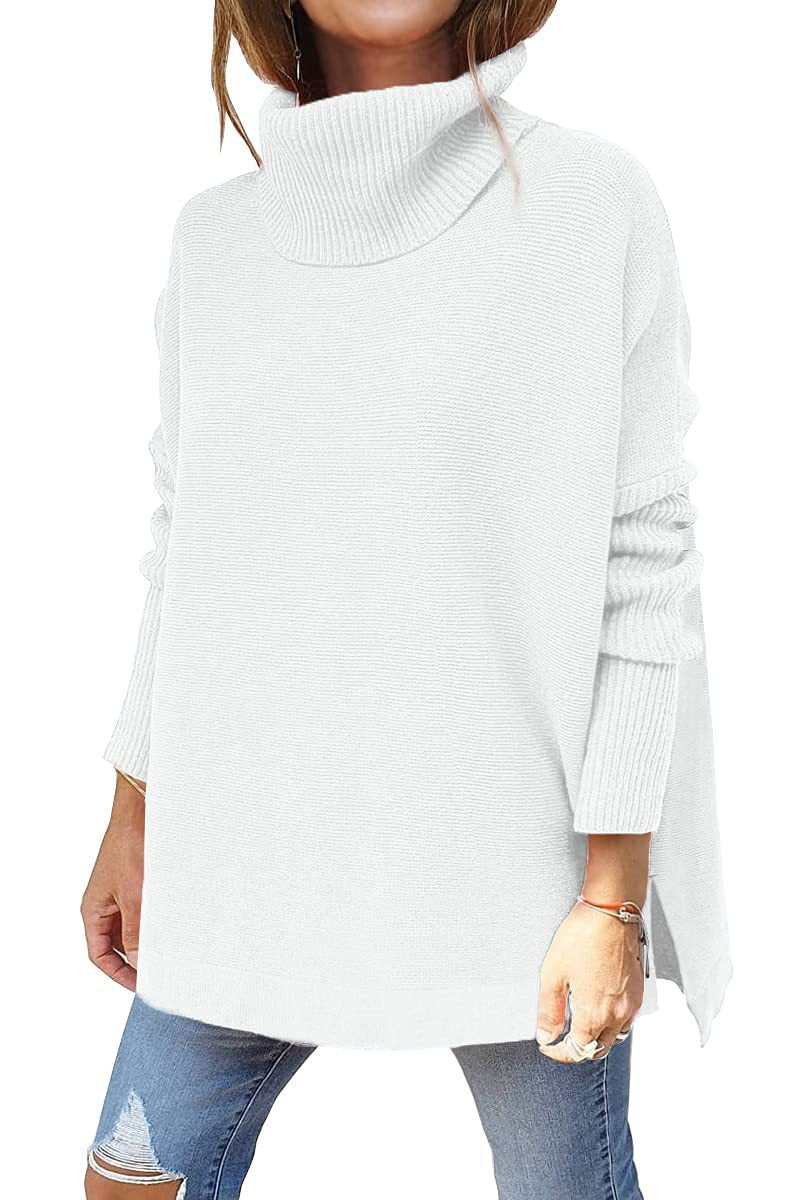 🔥Last Day Promotion 50% OFF🔥Women's Turtleneck Oversize Hem Knit Pullover Sweater