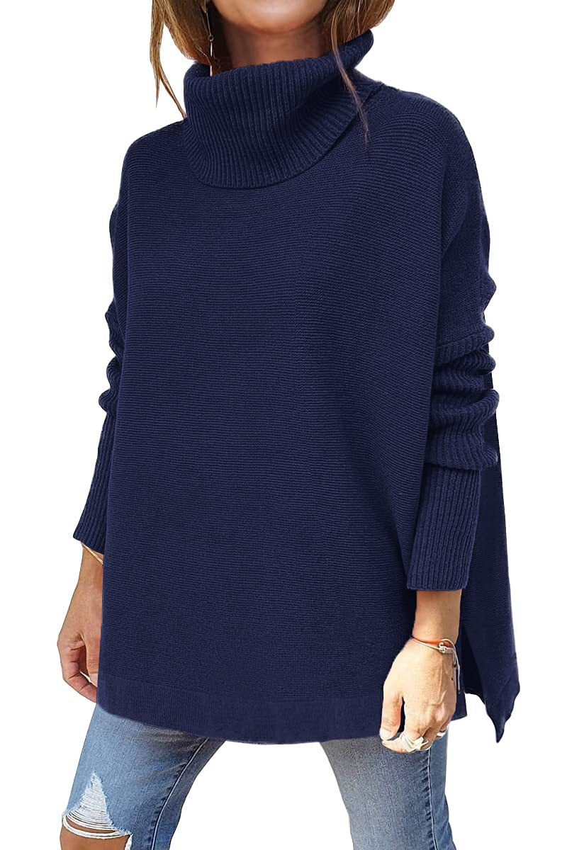 🔥Last Day Promotion 50% OFF🔥Women's Turtleneck Oversize Hem Knit Pullover Sweater