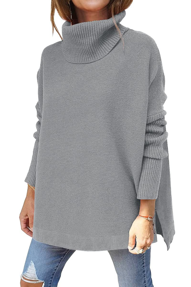 🔥Last Day Promotion 50% OFF🔥Women's Turtleneck Oversize Hem Knit Pullover Sweater