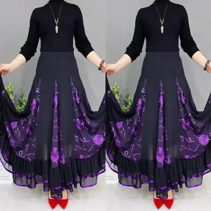 🌷🌹New Embroidered High Waist Long Puffy Dance Skirt