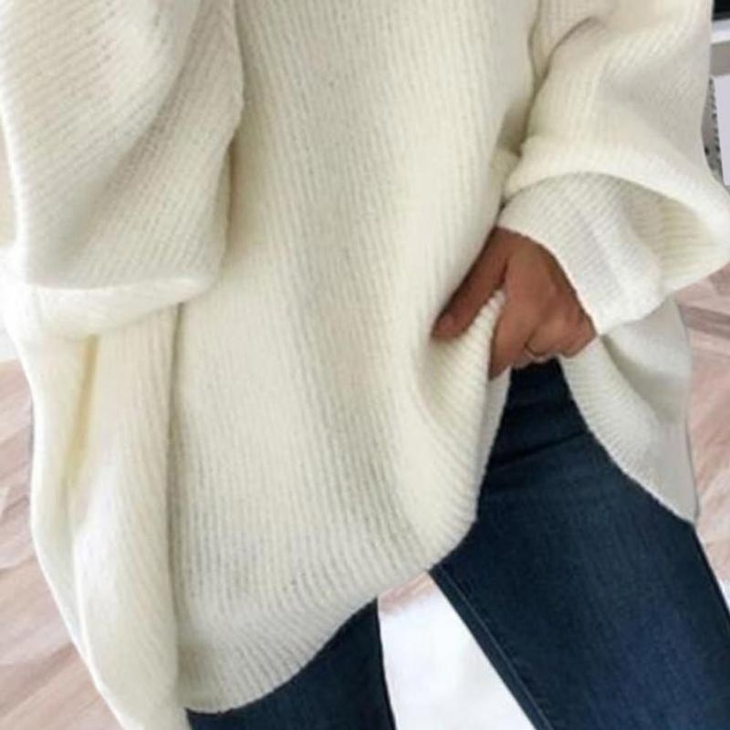 Übergroßer Rollkragenpullover aus einfarbigem Strick für Damen