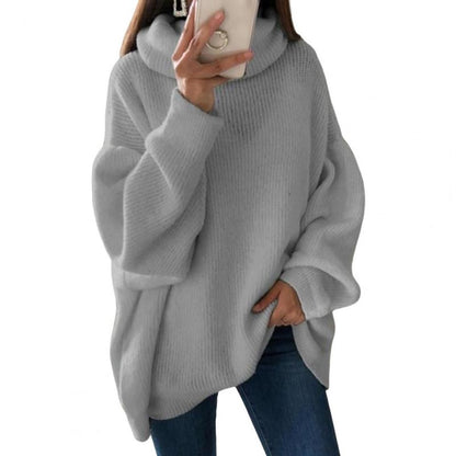 Übergroßer Rollkragenpullover aus einfarbigem Strick für Damen