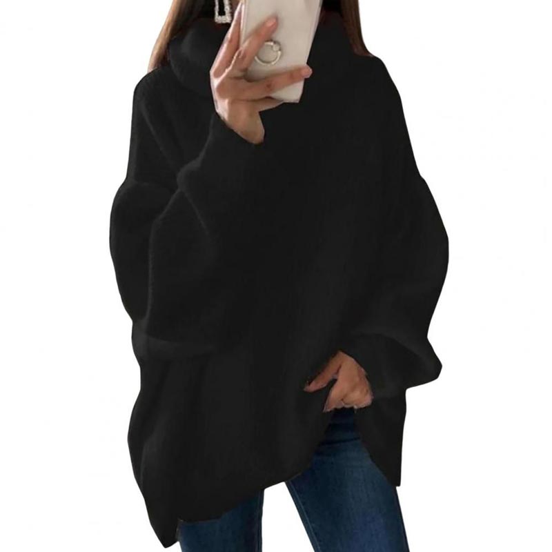 Übergroßer Rollkragenpullover aus einfarbigem Strick für Damen