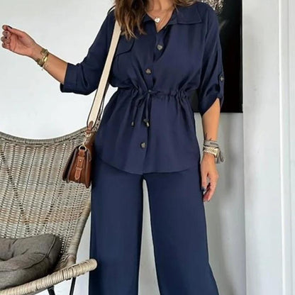 Button-Down Top & Loose-Fit Pants Set