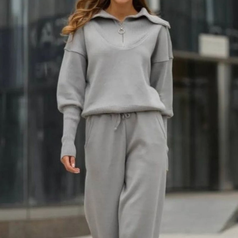 💥Hot Sale 57% OFF🔥Women's Casual Sporty 2-Piece Set - Half-Zipper Lapel Top & Matching Jogger