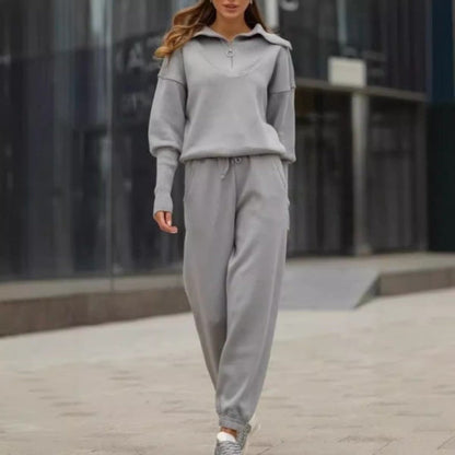 💥Hot Sale 57% OFF🔥Women's Casual Sporty 2-Piece Set - Half-Zipper Lapel Top & Matching Jogger