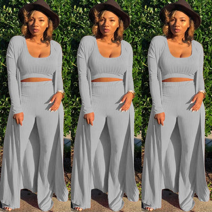 🔥Early Black Friday Sale:50% OFF🔥Women’s Stretch Knitted Tank Top High-waist Leggings and Long Cardigan 3-piece Set