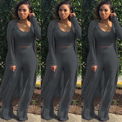 🔥Early Black Friday Sale:50% OFF🔥Women’s Stretch Knitted Tank Top High-waist Leggings and Long Cardigan 3-piece Set