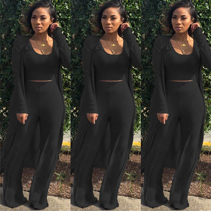 🔥Early Black Friday Sale:50% OFF🔥Women’s Stretch Knitted Tank Top High-waist Leggings and Long Cardigan 3-piece Set