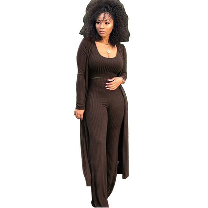 🔥Early Black Friday Sale:50% OFF🔥Women’s Stretch Knitted Tank Top High-waist Leggings and Long Cardigan 3-piece Set