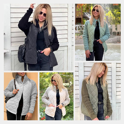 🎁Christmas sale☃️2025 New Women's Knit Patchwork Puffy Jacket