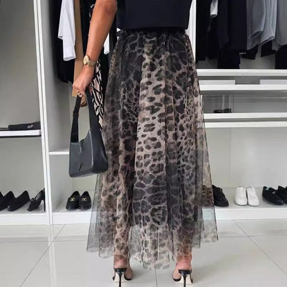 🔥🖤Early Black Friday Sale:50% OFF🎁Leopard Print Layered Design Bustier Maxi Skirt