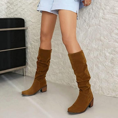 Fashionable Comfortable Knee-High Chunky Heel Boots