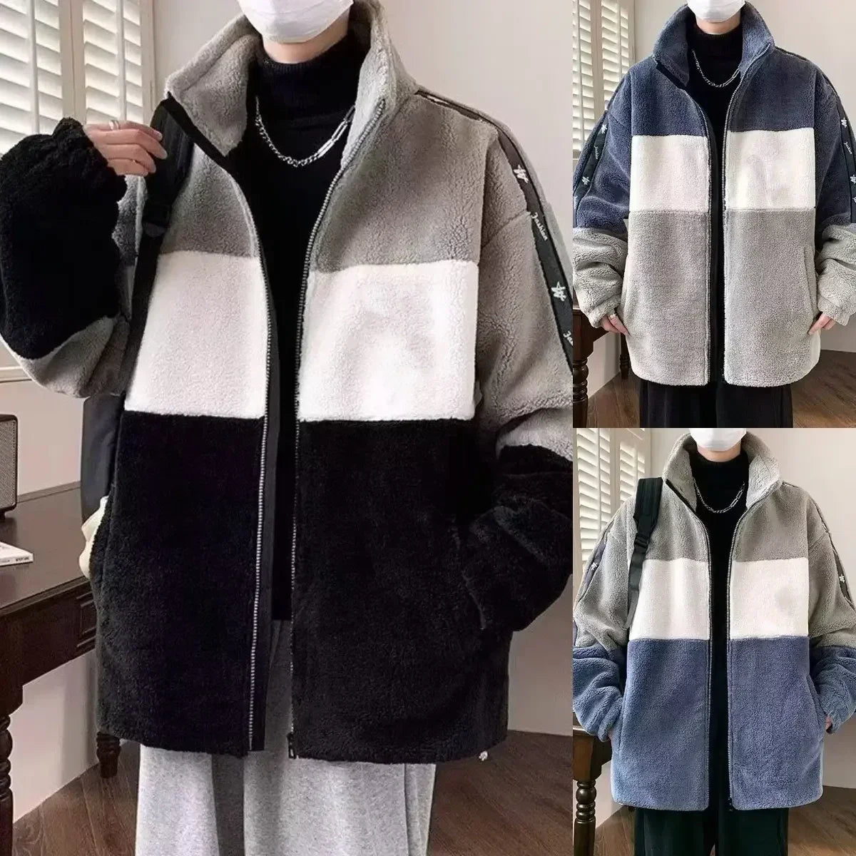 🔥Hot Sale🍂New Contrast Color Plush Warm Jacket