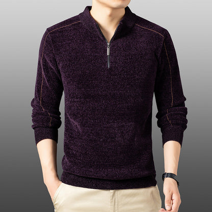 Men's Winter Half Zipper Thickened Chenille Sweater