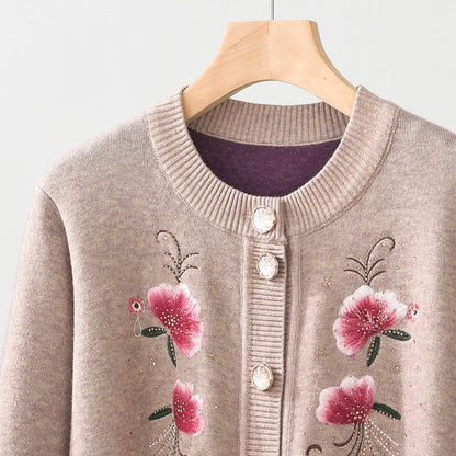 [Best Gift for Mum] Women's Warm Knitted Cardigan with Delicate Embroidery