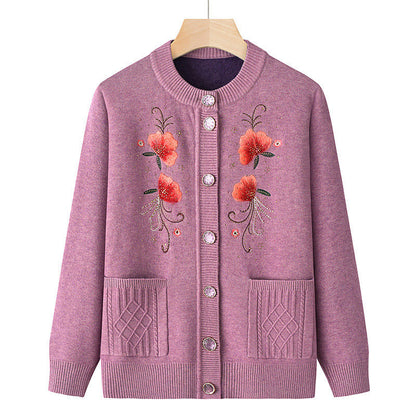 [Best Gift for Mum] Women's Warm Knitted Cardigan with Delicate Embroidery