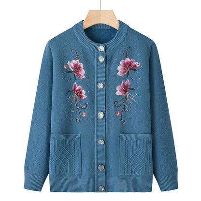 [Best Gift for Mum] Women's Warm Knitted Cardigan with Delicate Embroidery