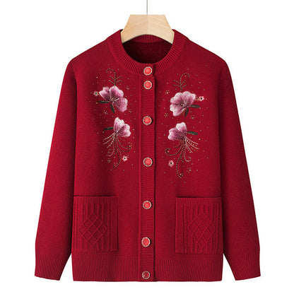 [Best Gift for Mum] Women's Warm Knitted Cardigan with Delicate Embroidery