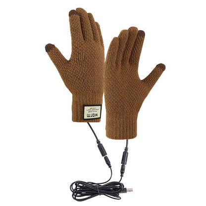 USB Rechargeable Electric Heated Knitted Gloves