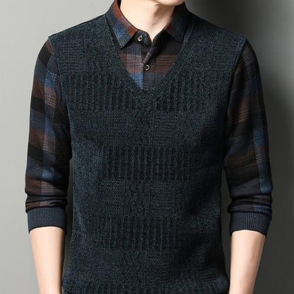 🎄🎅Christmas special offer🎁 Men's Faux Two Piece Thickened Sweater