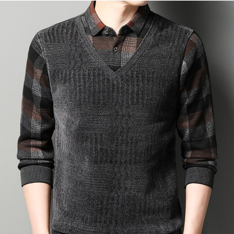 🎄🎅Christmas special offer🎁 Men's Faux Two Piece Thickened Sweater