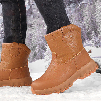 🎅Christmas Pre-sale🎁Plush Lining Warm Leather Snow Boots