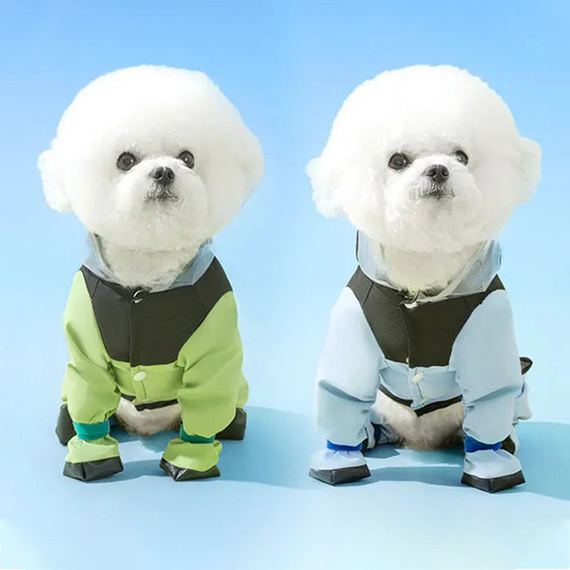 Cute Full Wrap Pet Rain Coat with Mask