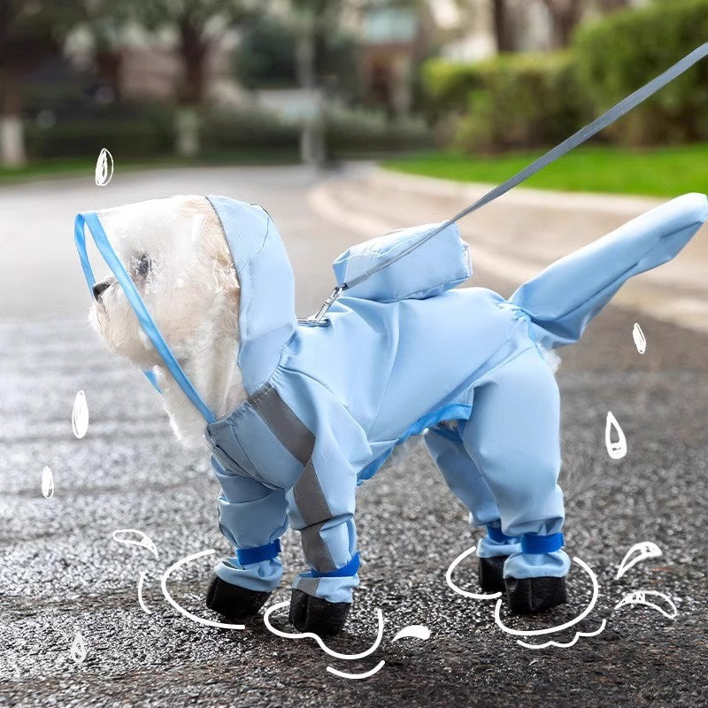 Cute Full Wrap Pet Rain Coat with Mask