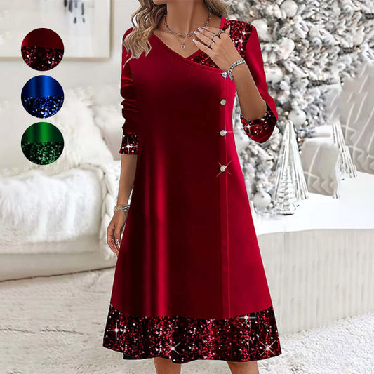 🎅Sequin A-Line Midi Dress for Women