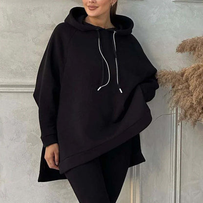 Women’s Hooded Slit Sweatshirts ＆ Pants 2-Piece Set