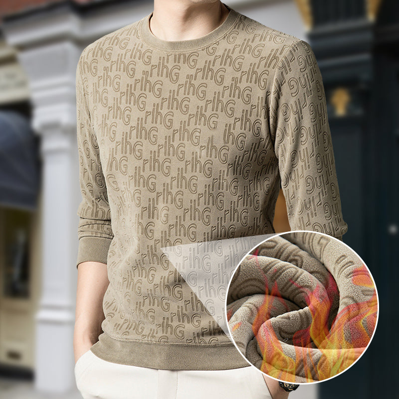 Men's Thickened Round Neck Fashion Jacquard Sweater