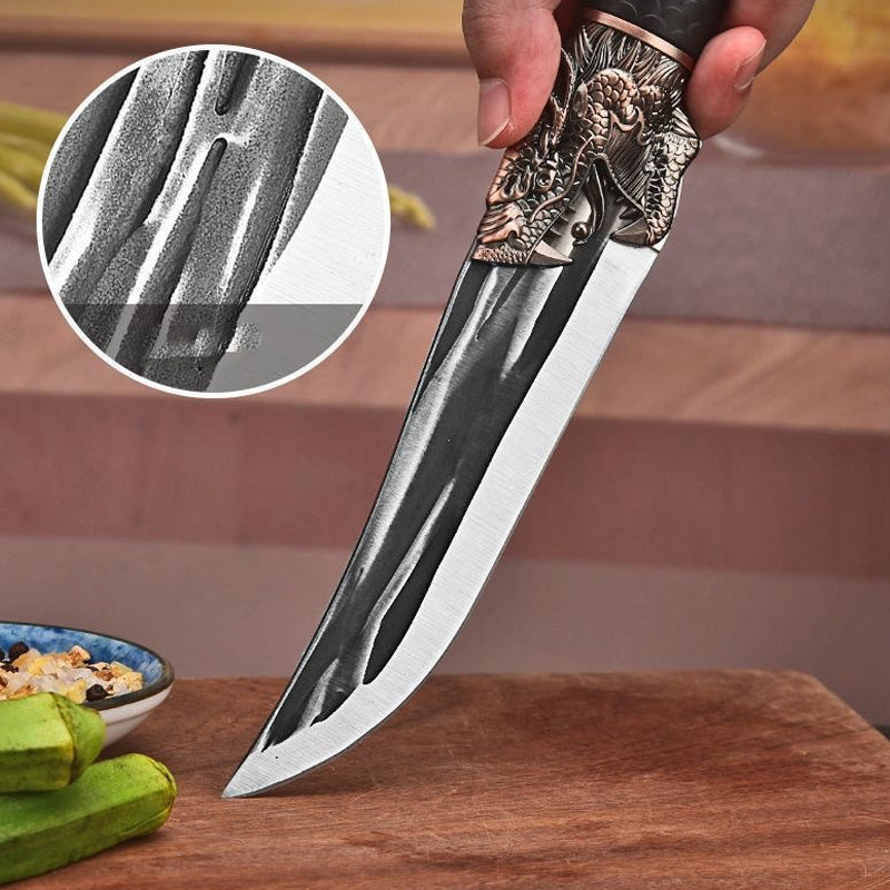 🔪Bone-cutting knife with dragon decoration and scabbard🍽️.