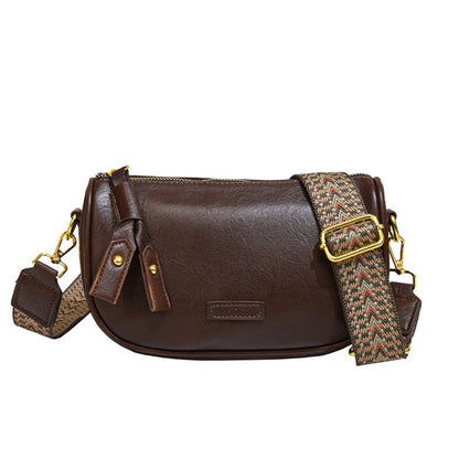 Retro PU Adjustable Wide-Strap Crossbody Bag