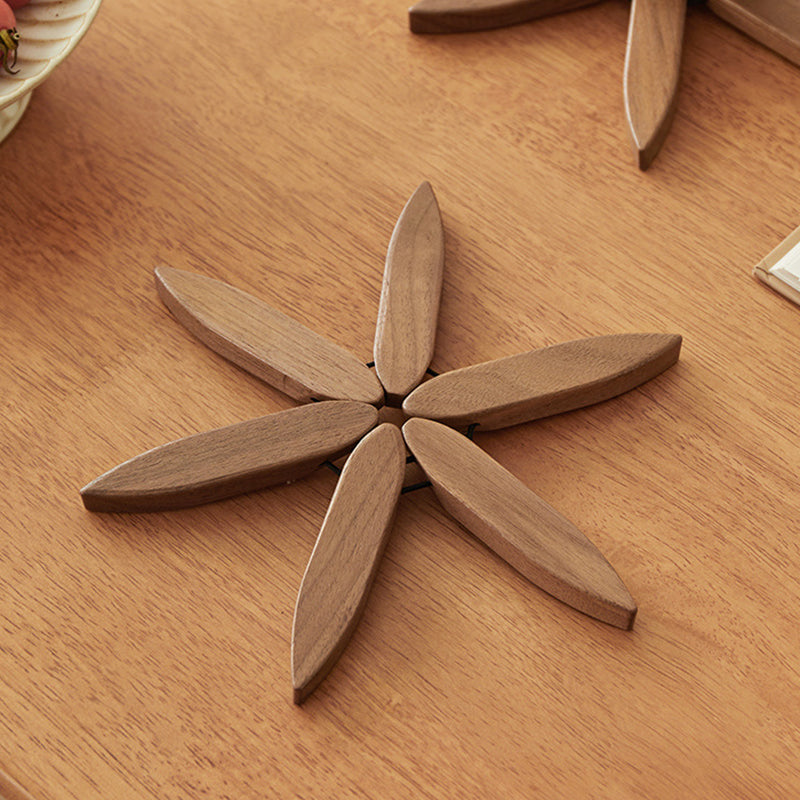 Natural Wood Tree-Shaped Folding Coaster & Decoration Set