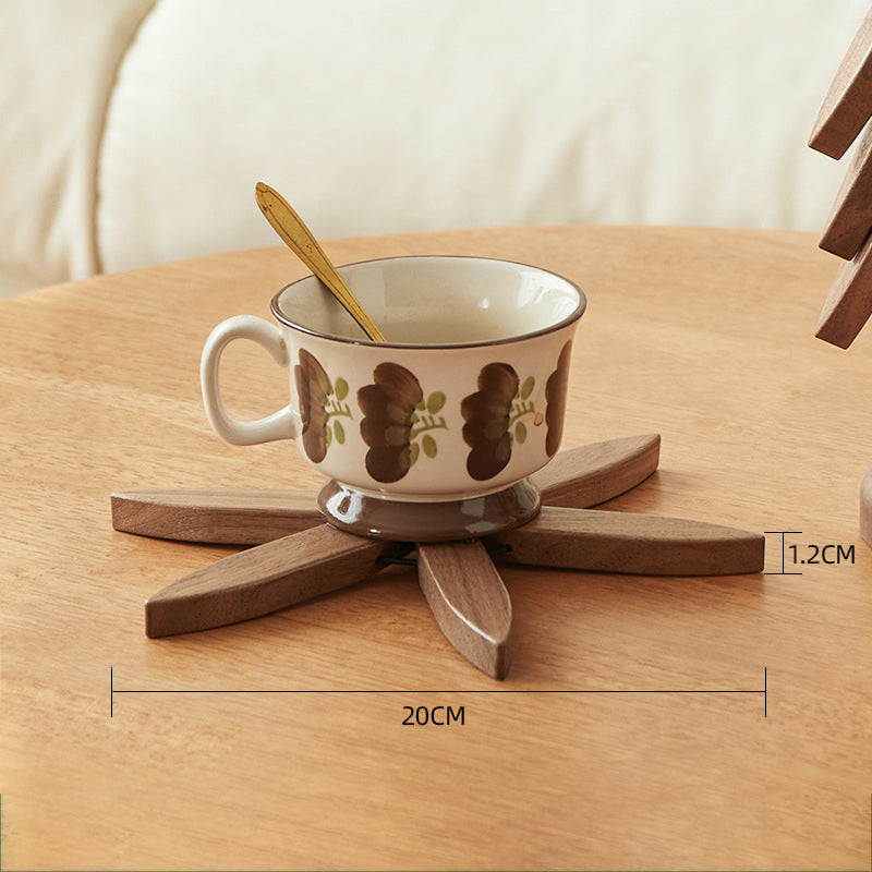 Natural Wood Tree-Shaped Folding Coaster & Decoration Set