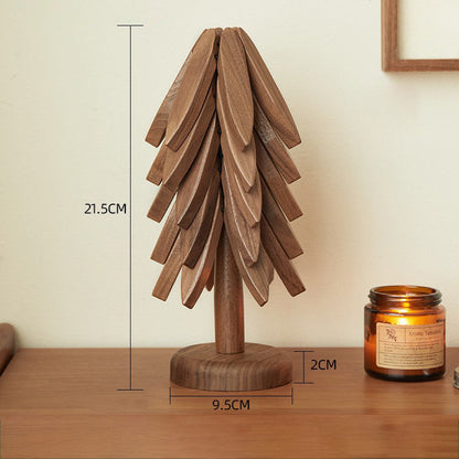 Natural Wood Tree-Shaped Folding Coaster & Decoration Set