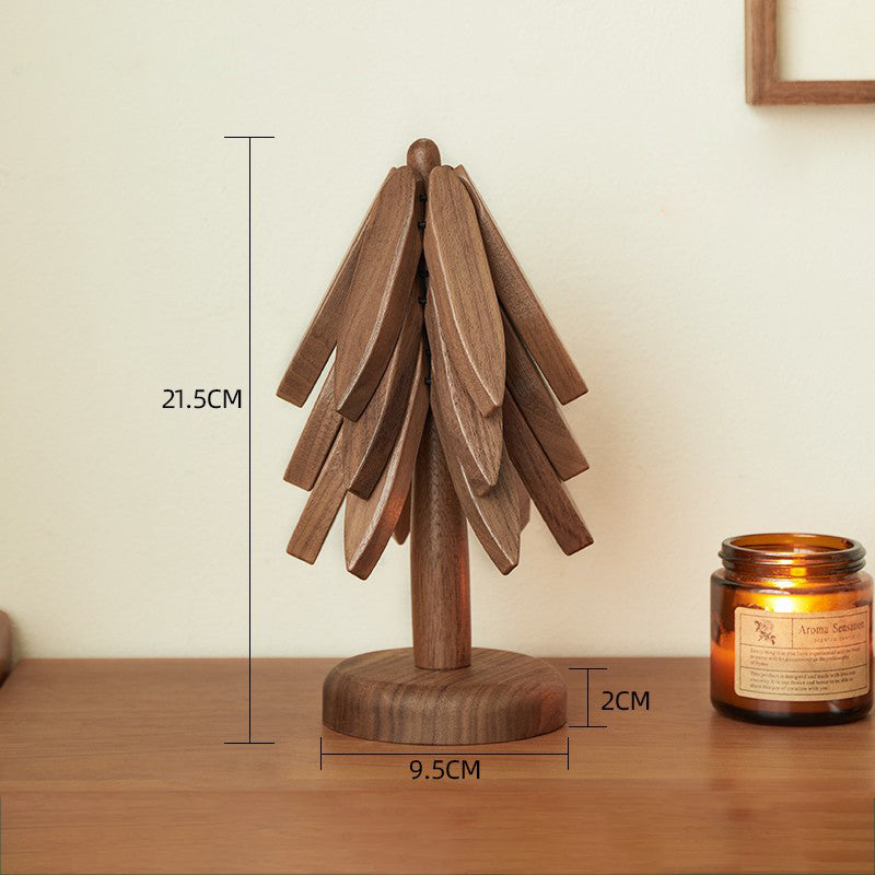 Natural Wood Tree-Shaped Folding Coaster & Decoration Set