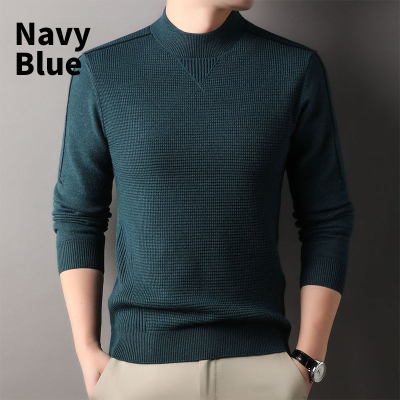 Men's Warm Mock Neck Soft Knit Sweater