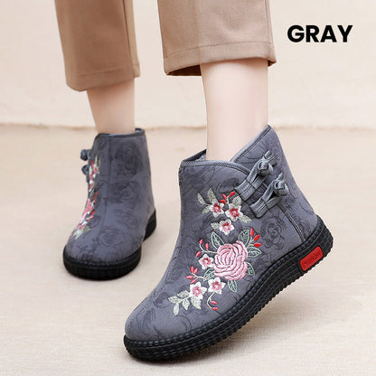 Women's Padded Warm Embroidered Snow Boots