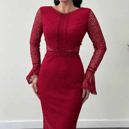 Women's Long Sleeve Lace Pencil Dress