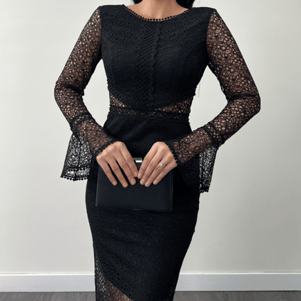 Women's Long Sleeve Lace Pencil Dress