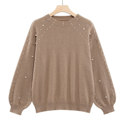 🔥2025 NEW SALES - 50% OFF🔥Women's Faux Pearls Round Neck Pullover Sweater