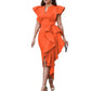 Women’s Elegant Slim Fit Ruffle High-Low Hem Dress